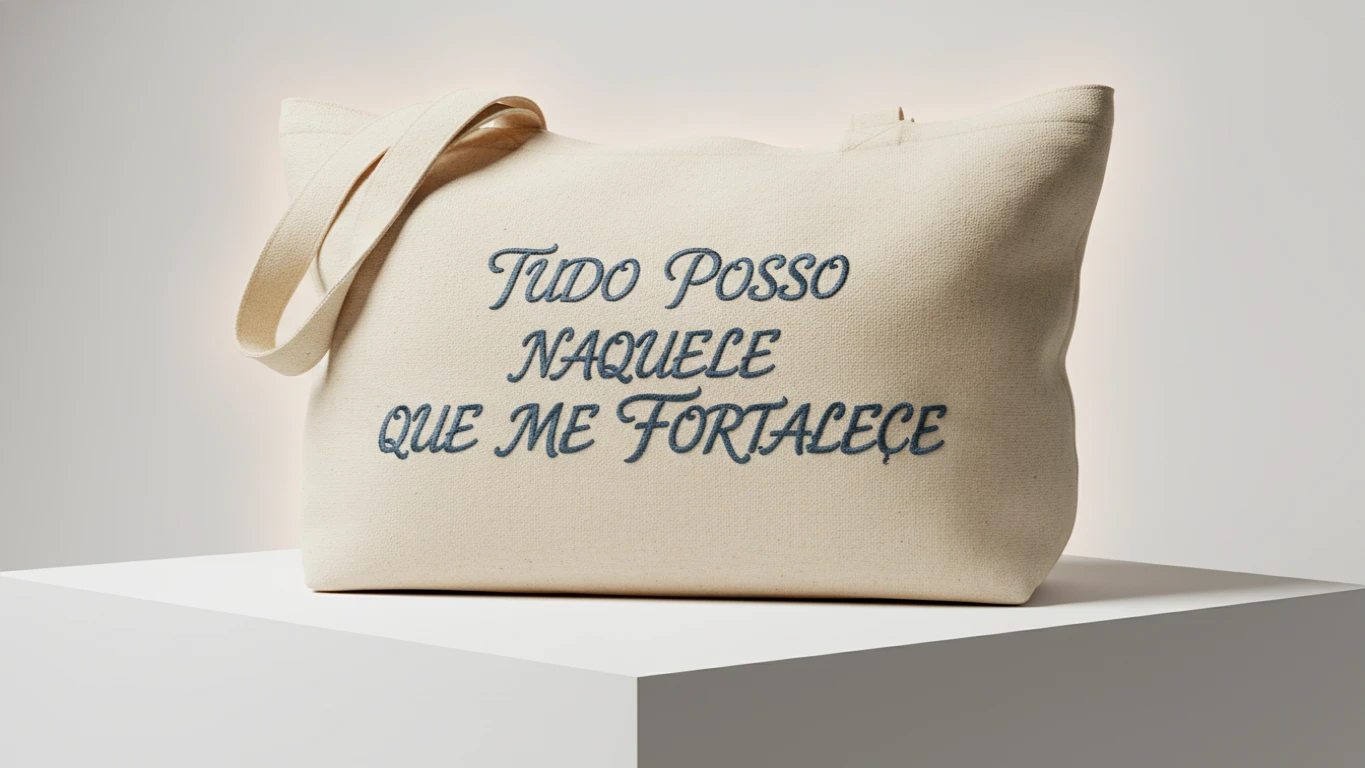 Bolsa Totebag com Citação Bíblica Bordada