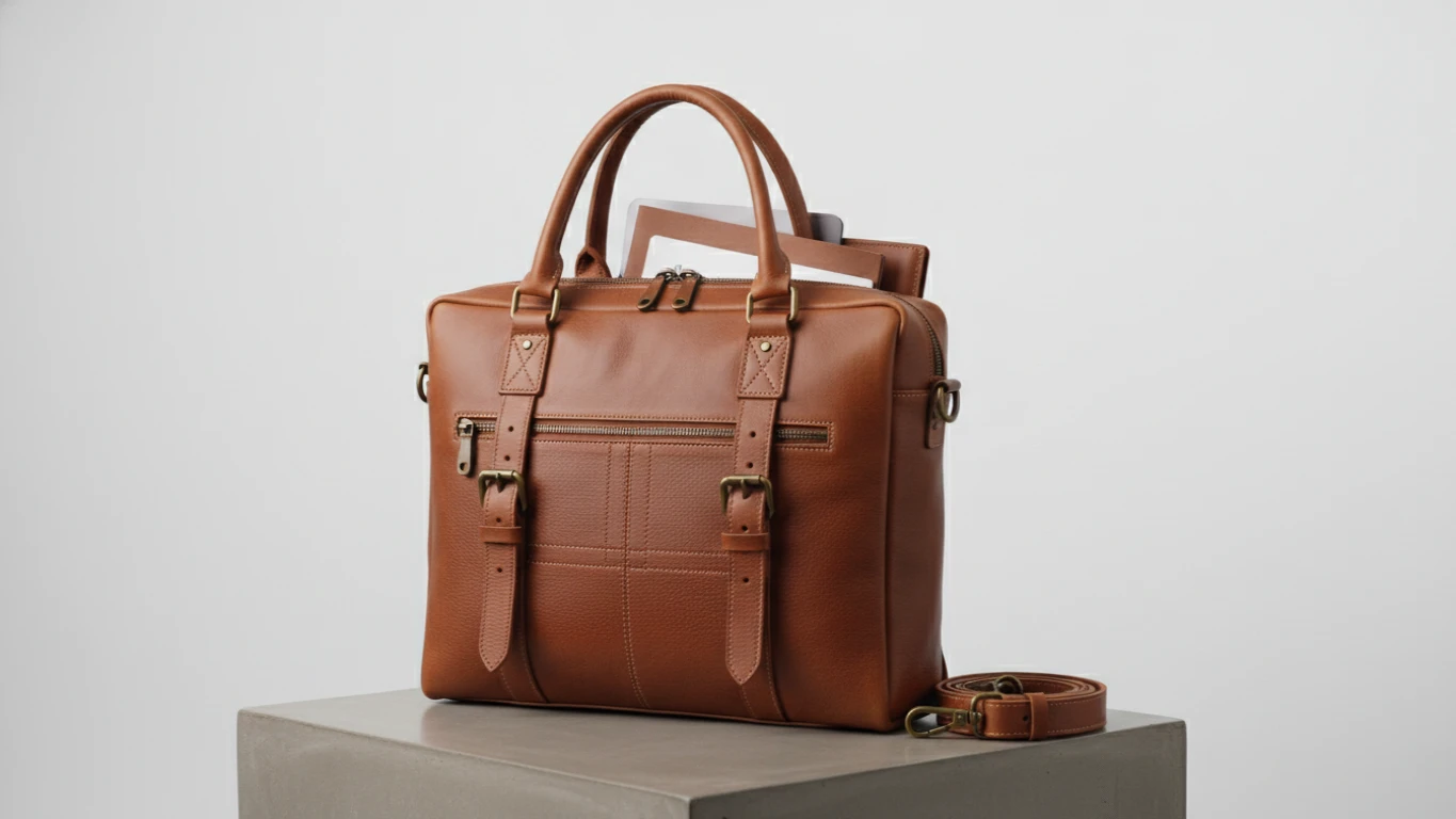 Bolsa de Couro Legítimo para Laptop e Documentos