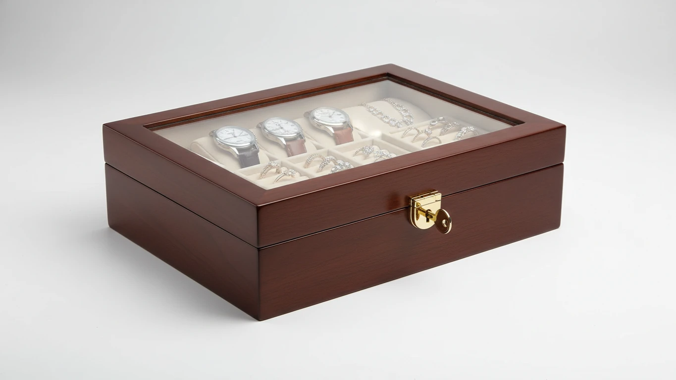Caixa Organizadora de Joias e Relógios com Chave
