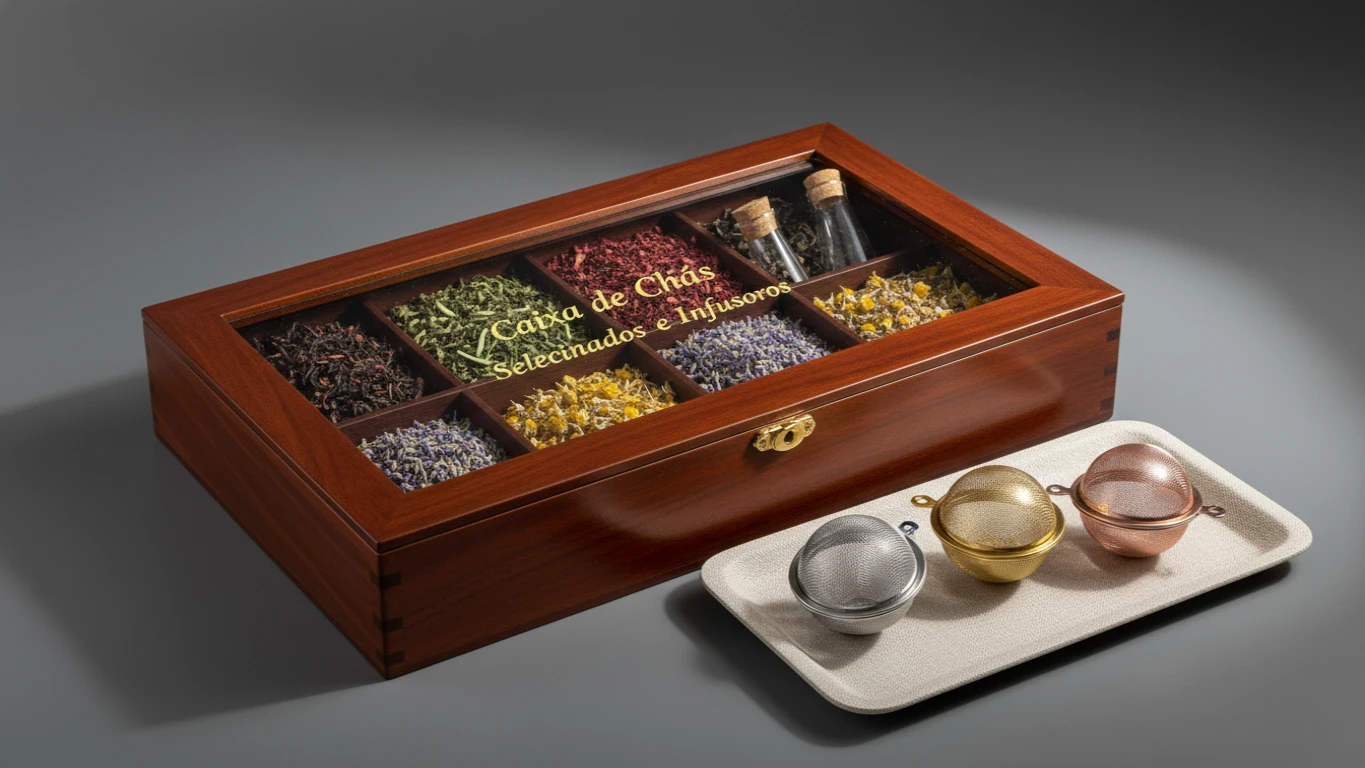 Caixa de Chás Selecionados e Infusores