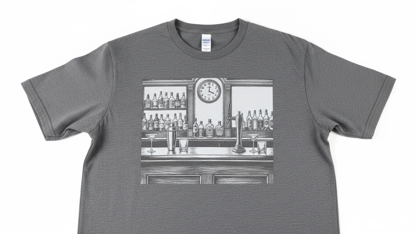 Camiseta Casual com Design de Bar