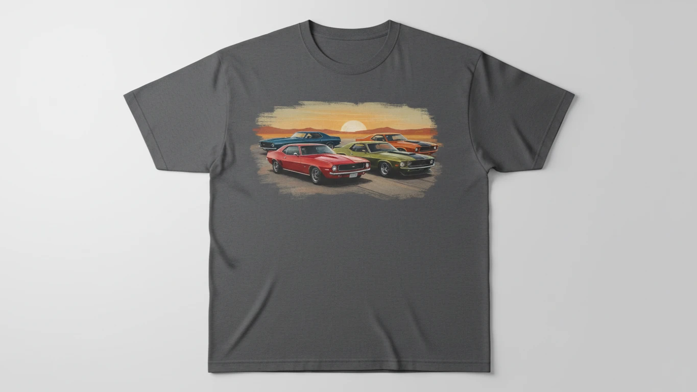 Camiseta Premium com Arte de Carros Antigos