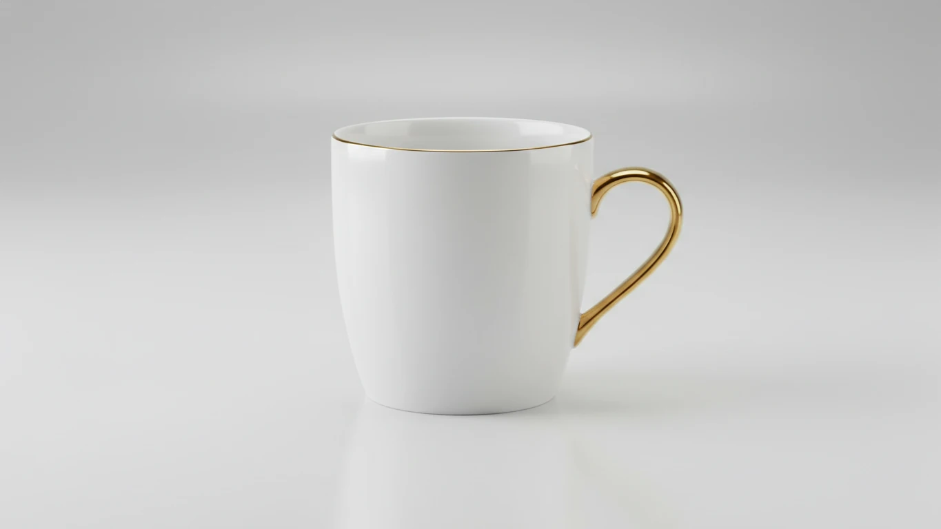 Caneca de Porcelana com Filete de Ouro
