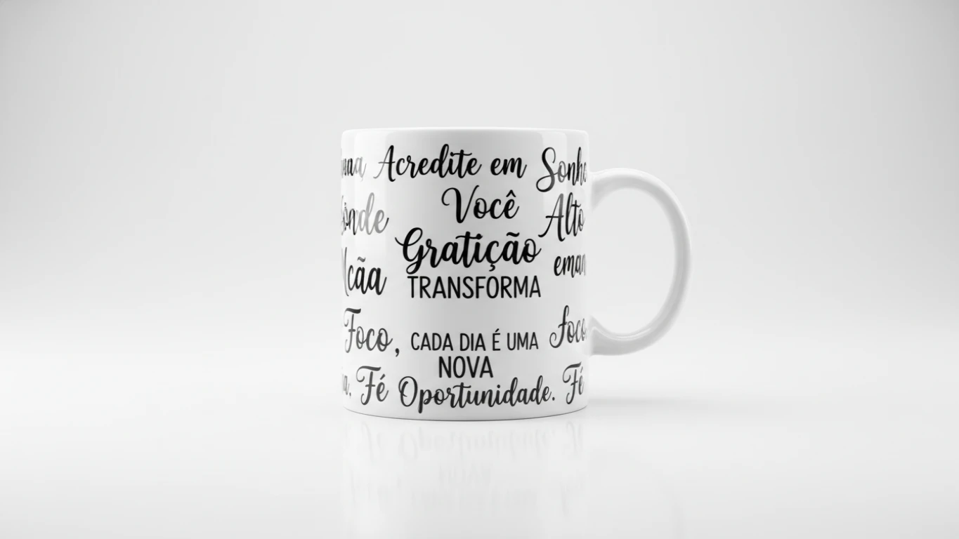 Caneca de Porcelana com Frases Inspiradoras