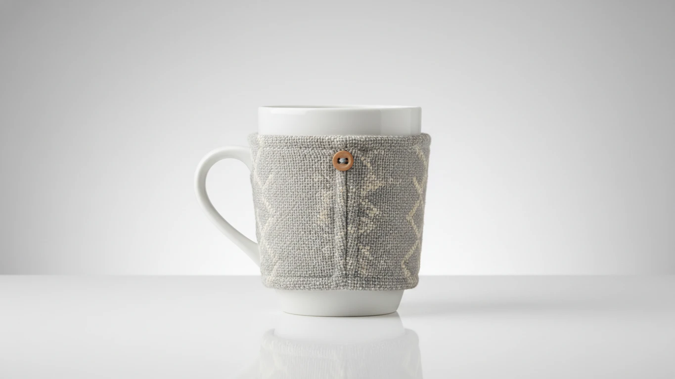 Caneca de Porcelana com Luva de Tecido