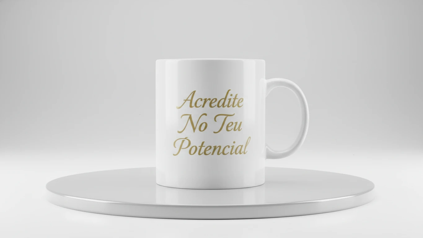 Caneca de Porcelana com Mensagem Motivacional