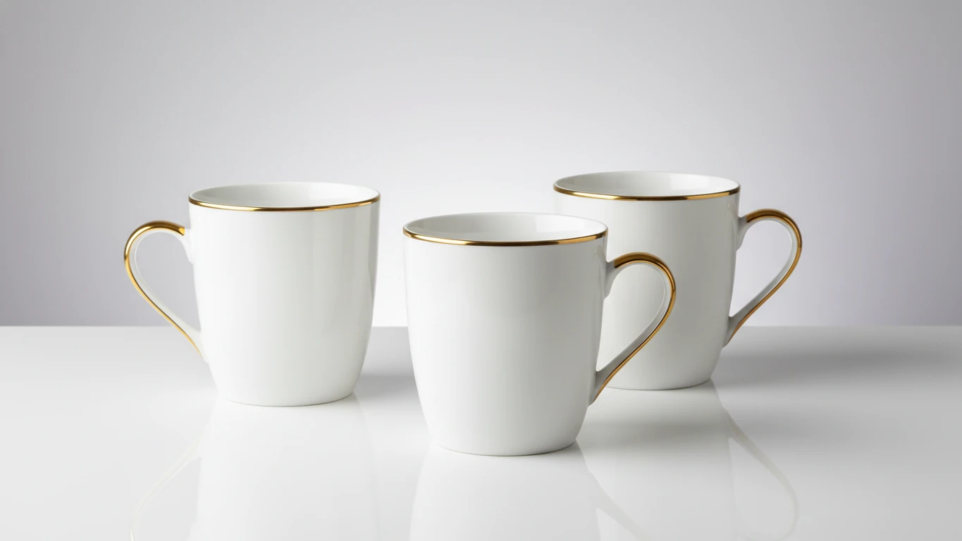 Canecas de Porcelana com Filete de Ouro