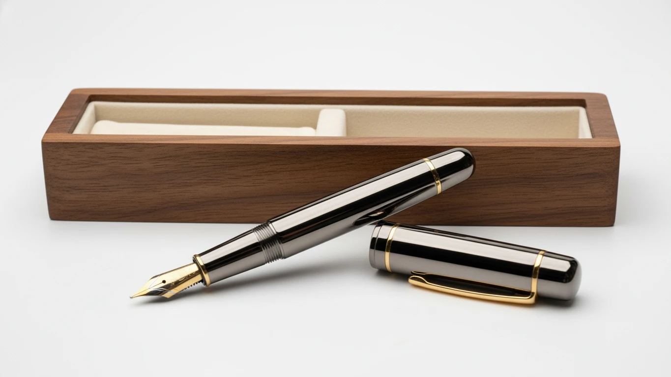 Caneta Tinteiro de Luxo com Estojo de Madeira