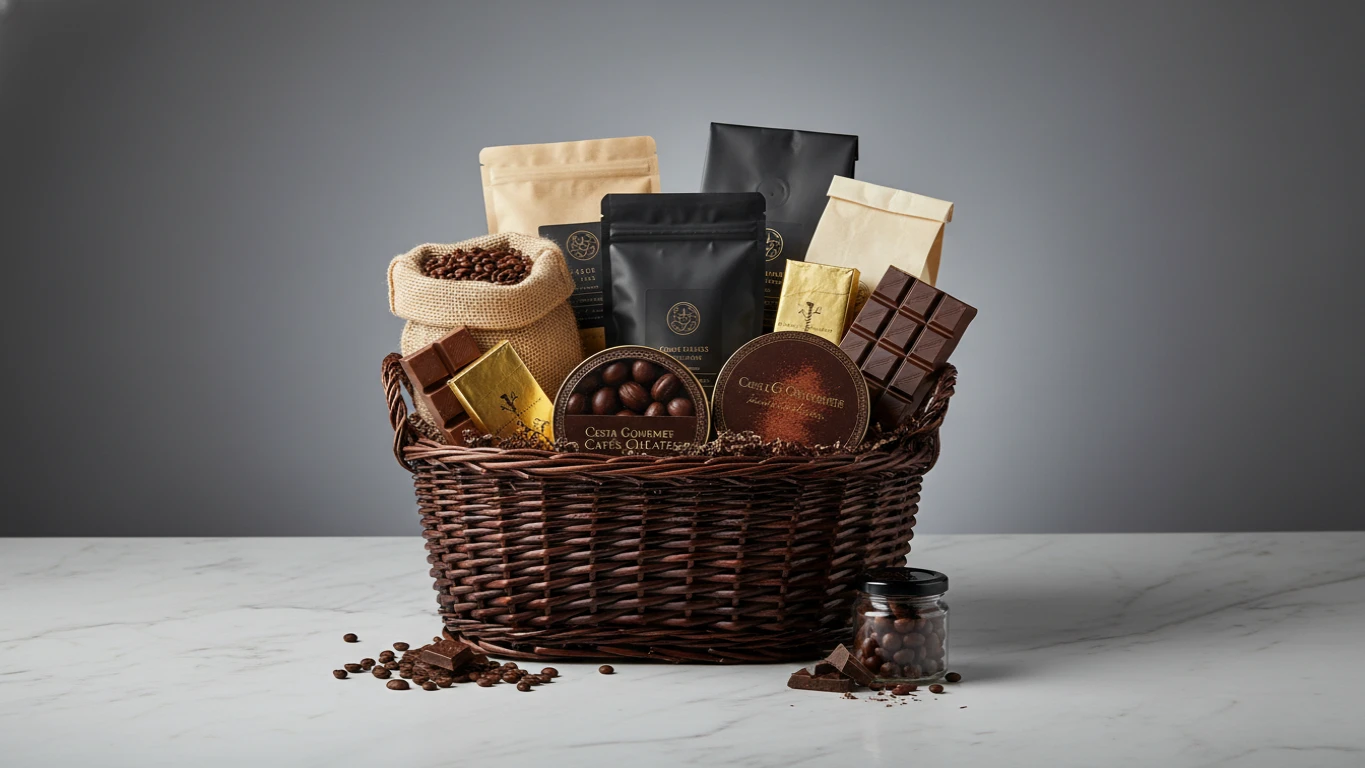 Cesta Gourmet de Cafés e Chocolates