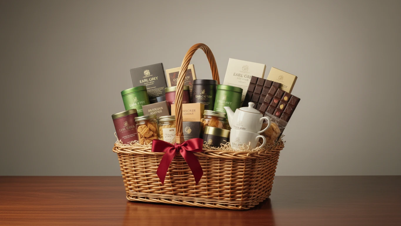 Cesta Gourmet de Chás Especiais e Chocolates Finos para os Pais