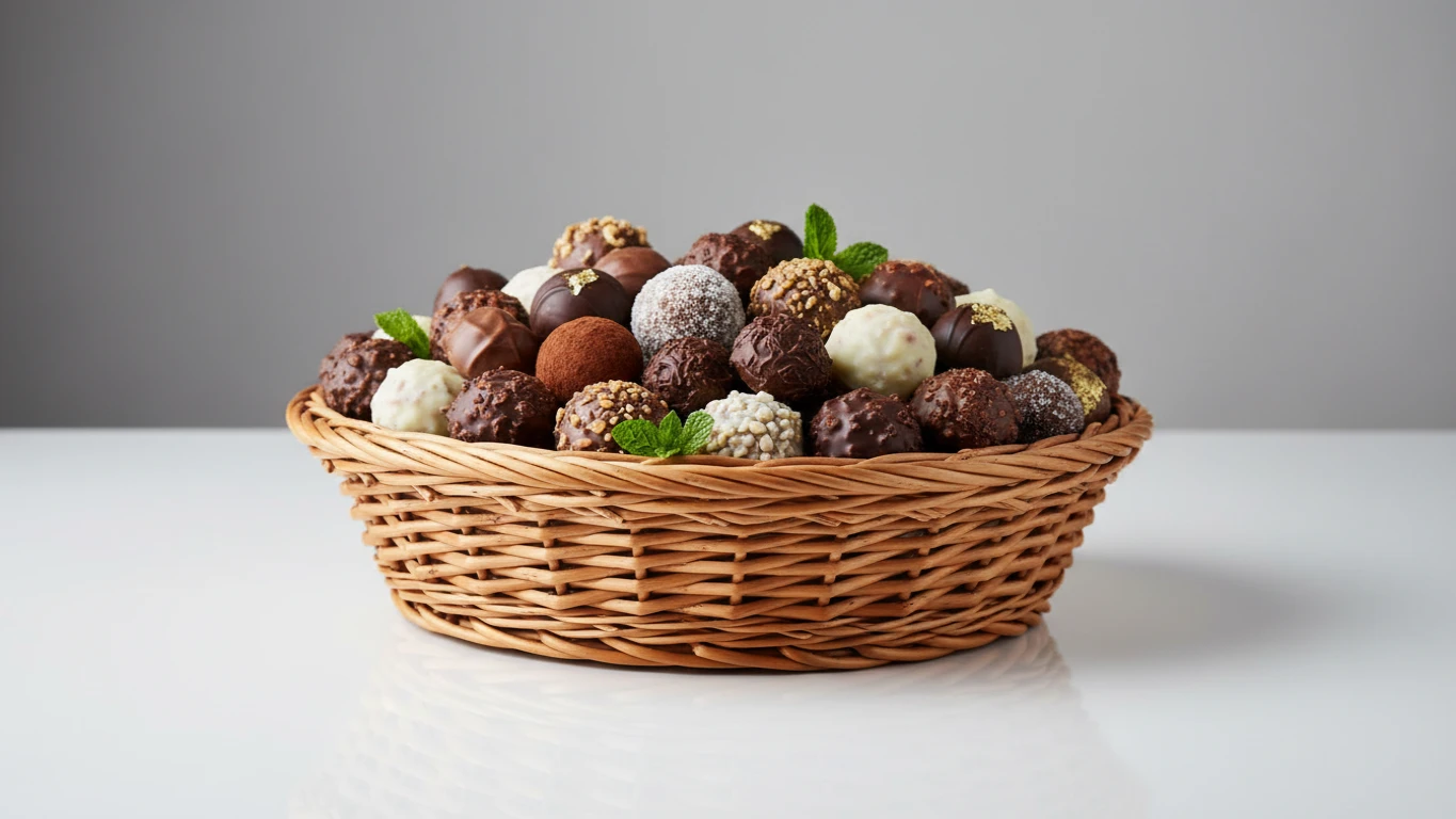 Cesta de Chocolates Artesanais e Trufas