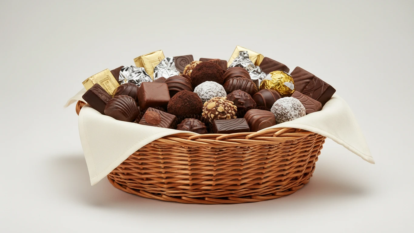 Cesta de Chocolates Finos e Trufas Belgas