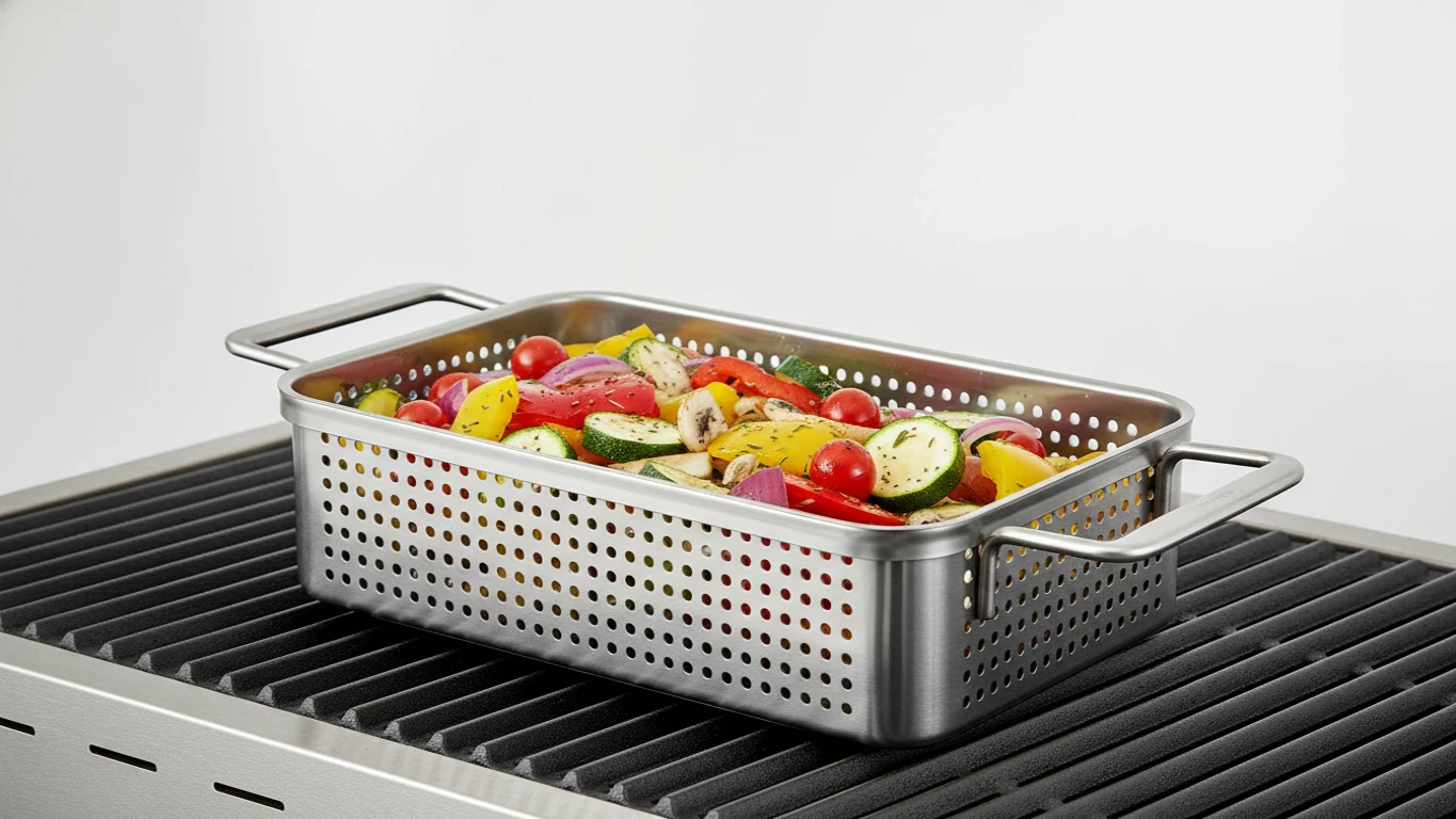 Cesto para Grelhar Vegetais em Aço Inox