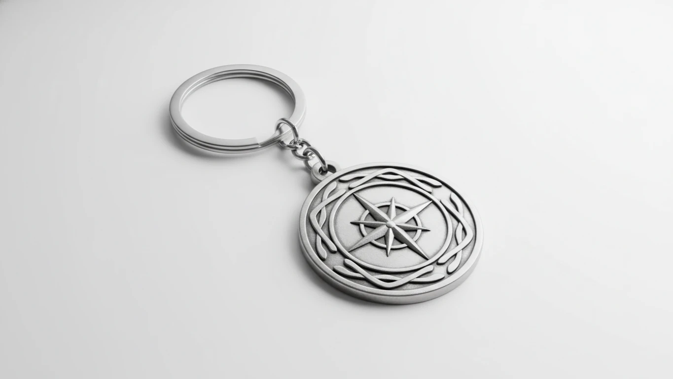 Chaveiro em Metal com Medalha de Proteção