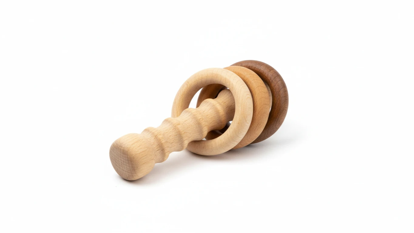 Chocalho de Madeira com Argolas para Bebê