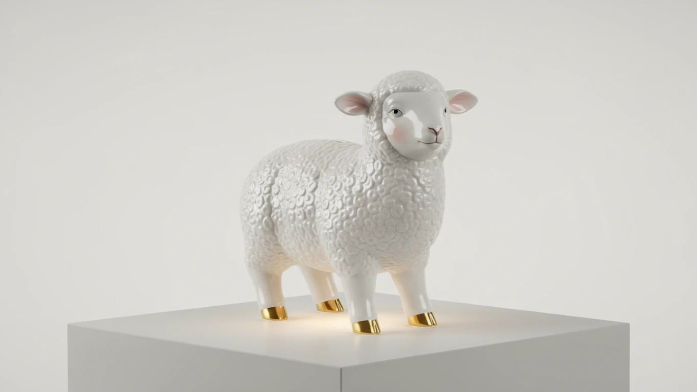 Cofre de Porcelana em Formato de Carneirinho