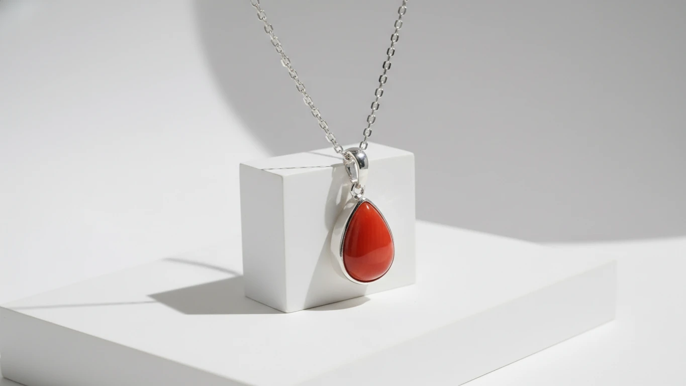 Colar em Prata com Gema de Coral