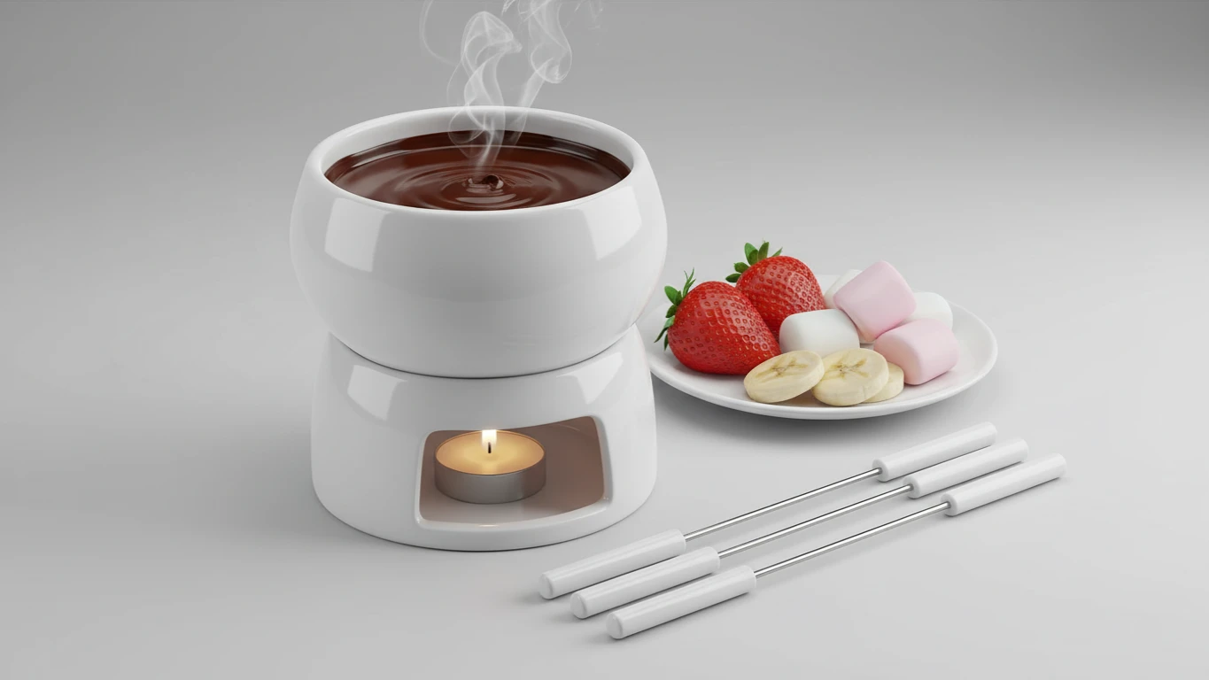 Conjunto de Fondue em Cerâmica para Chocolate