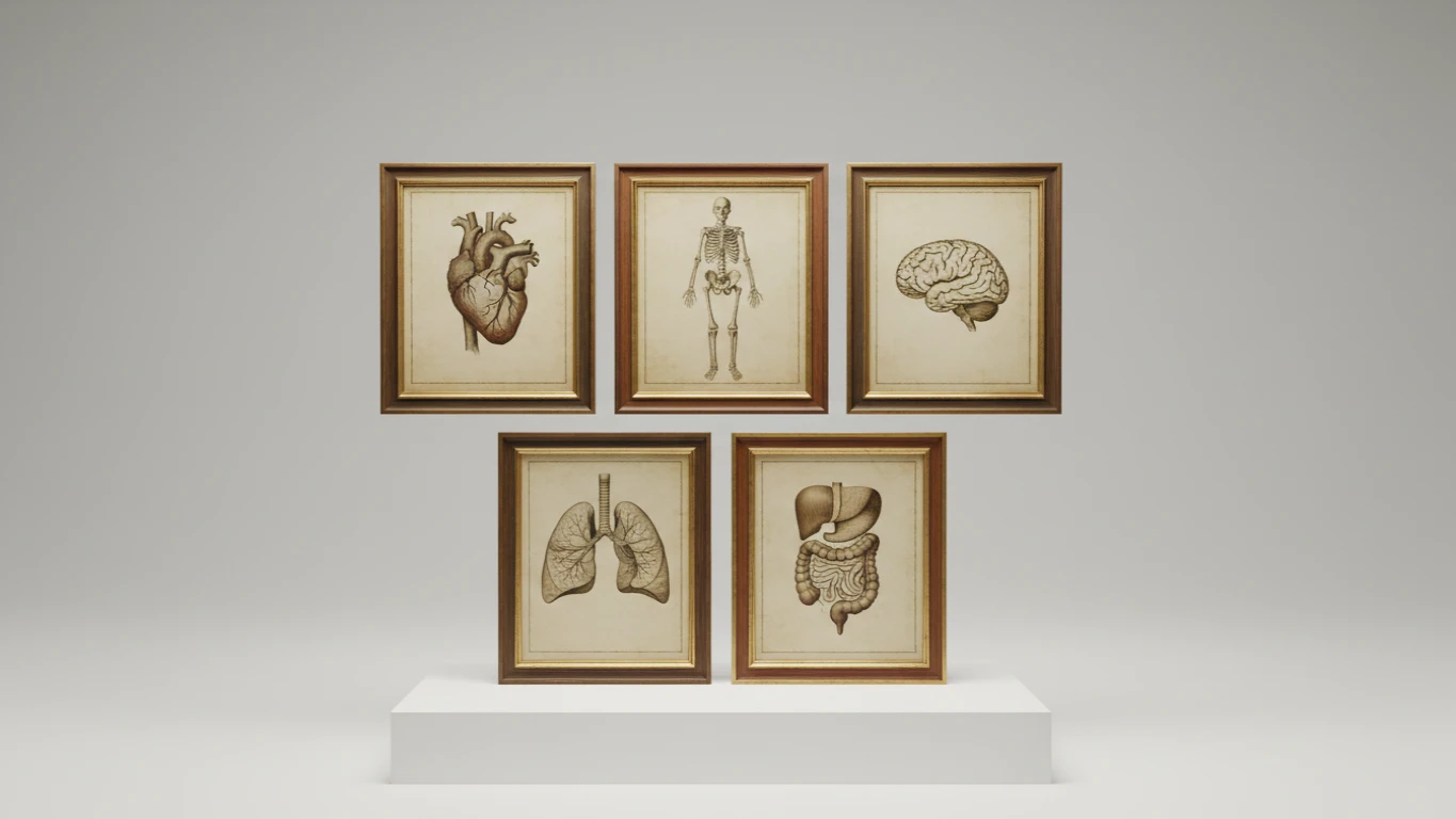 Conjunto de Quadros de Anatomia Vintage