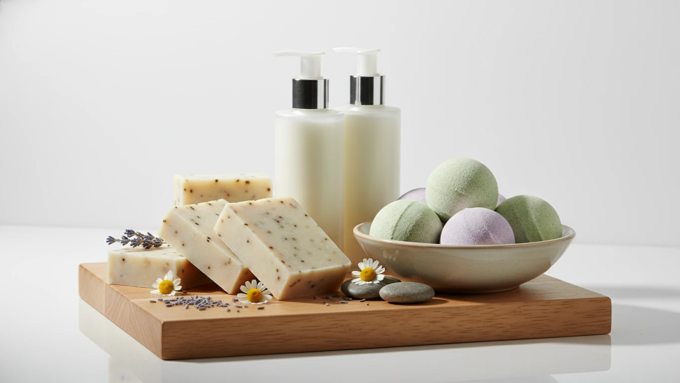 Conjunto de Sabonetes e Loções Relaxantes Naturais