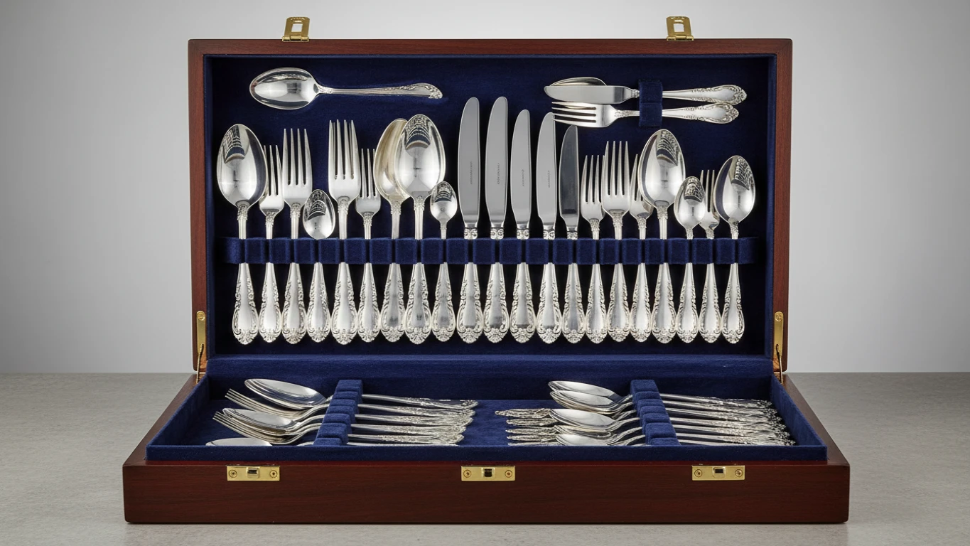 Conjunto de Talheres de Prata com Estojo