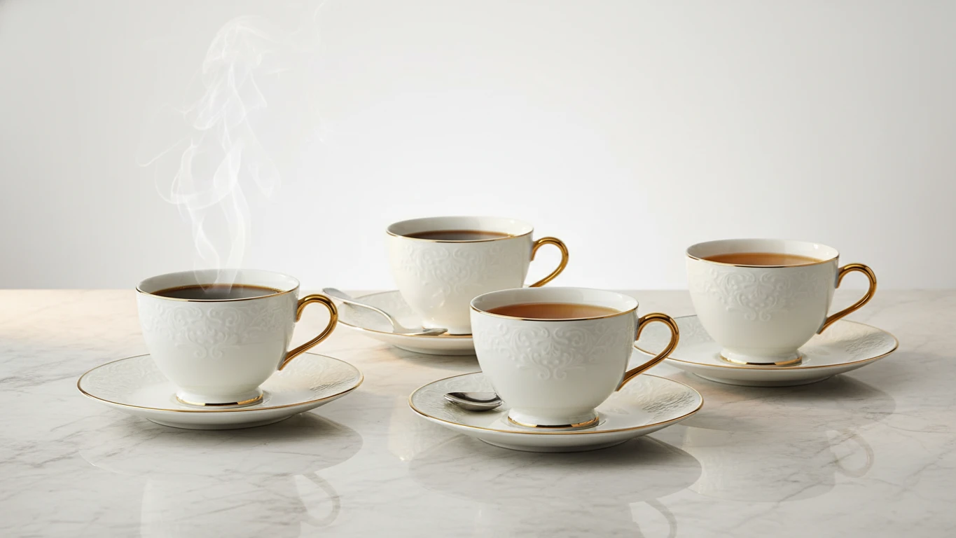 Conjunto de Xícaras de Porcelana Fina para Café/Chá