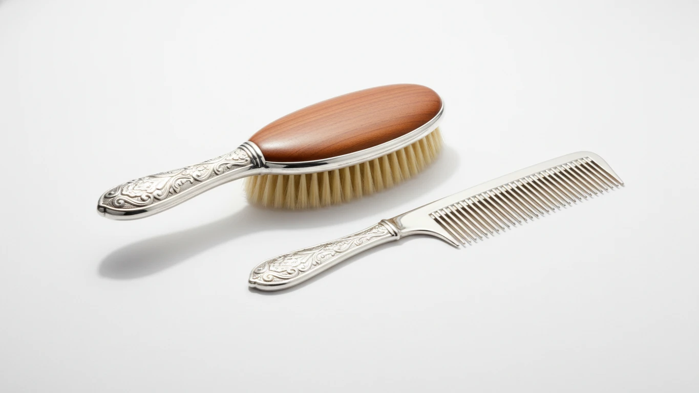 Escova e Pente com Banho de Prata