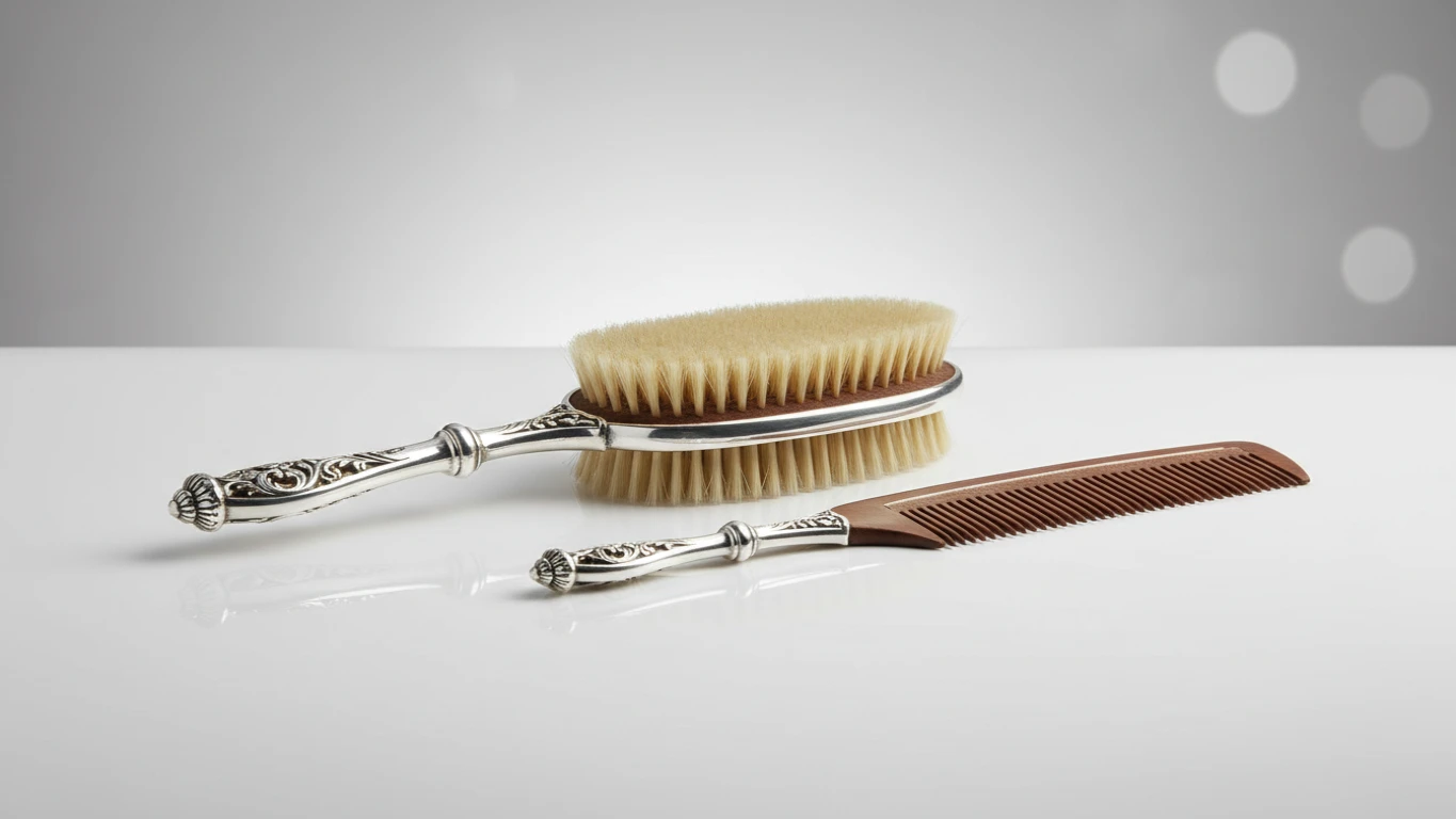 Escova e Pente com Cabo de Prata