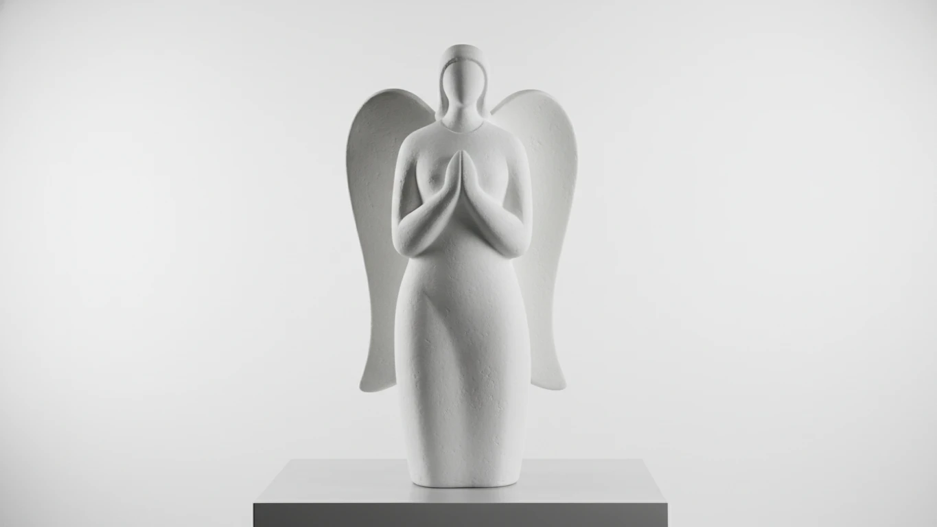 Escultura Minimalista 'Anjo da Paz' em Gesso