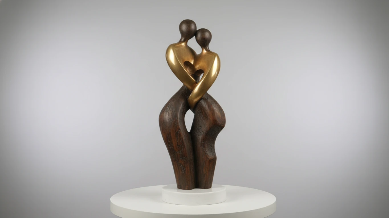 Escultura de Casal em Estilo Abstrato