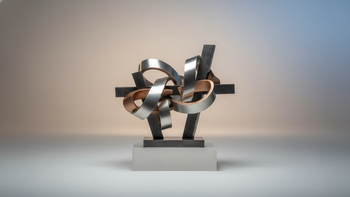 Escultura de Mesa Decorativa em Metal