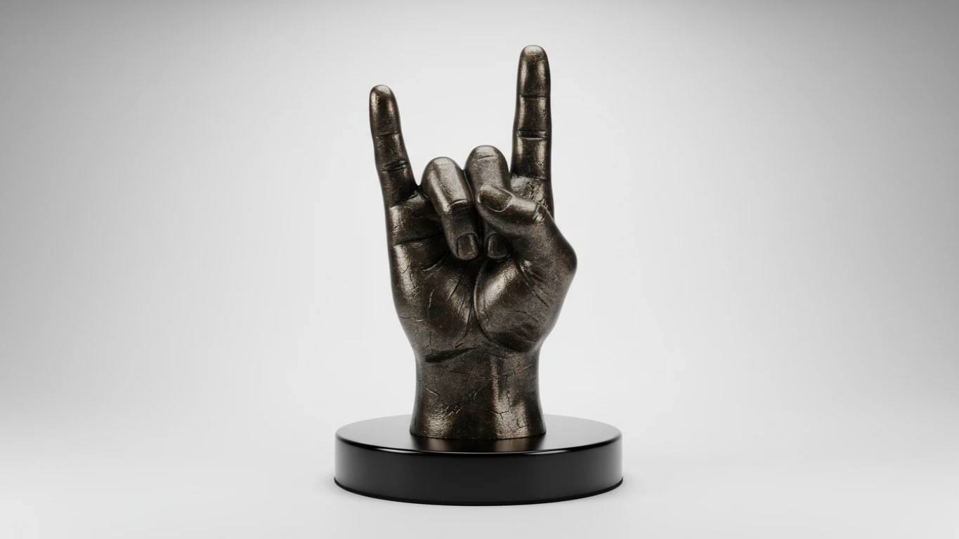 Escultura de Resina Mão do Rock
