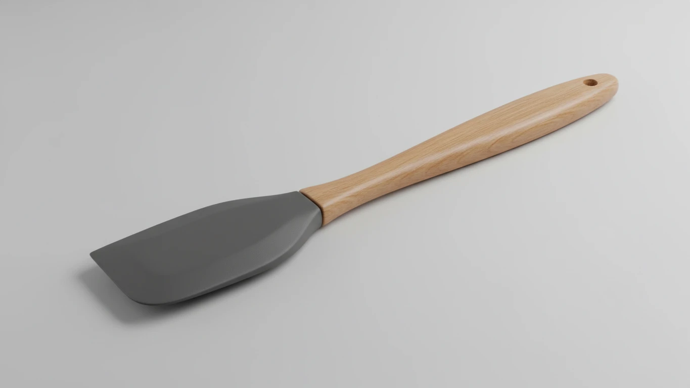 Espátula de Silicone com Cabo de Madeira