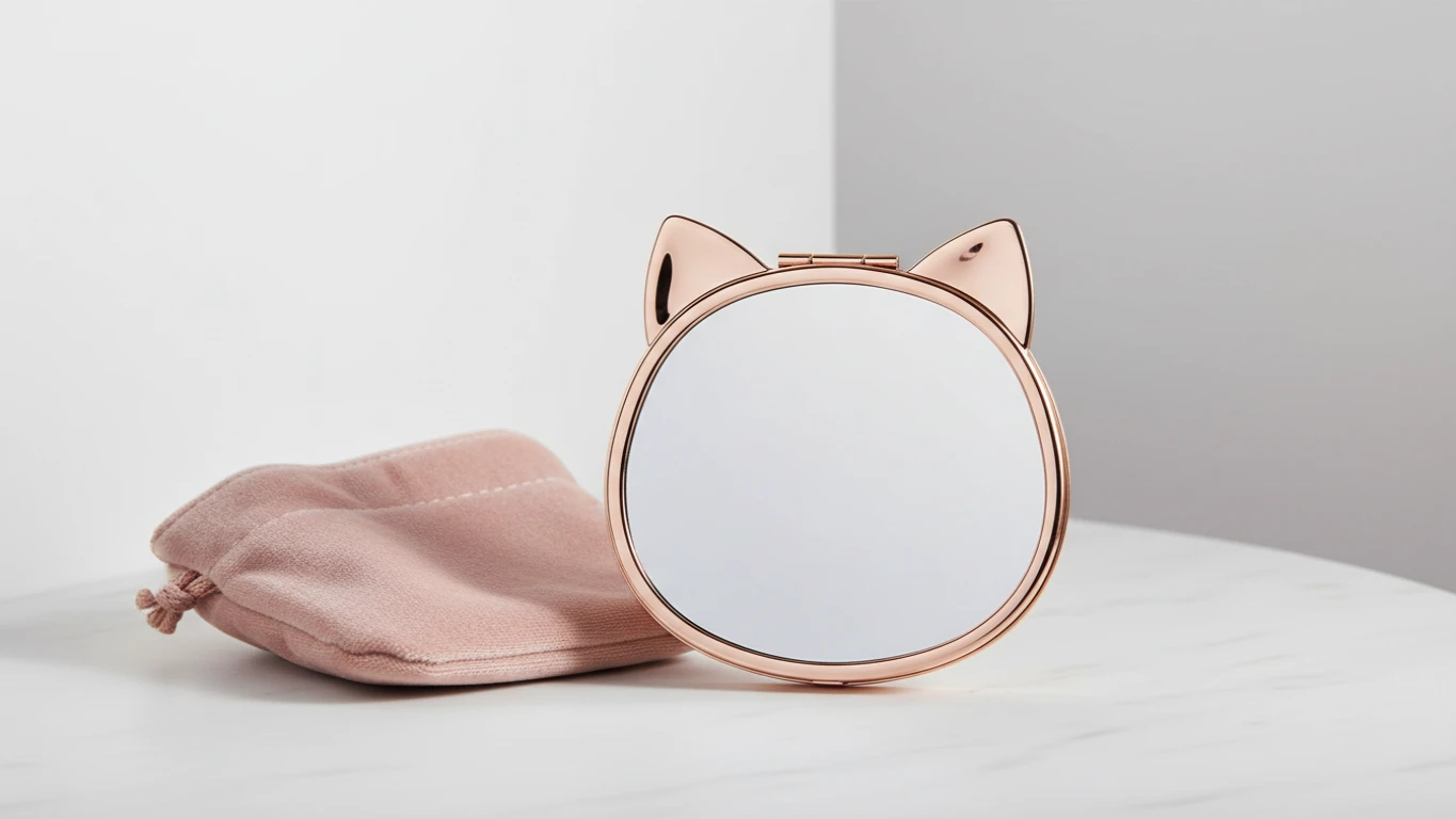 Espelho de Bolsa com Orelhas de Gato