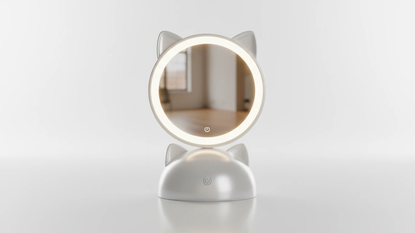 Espelho de Maquiagem LED Base Gatinho