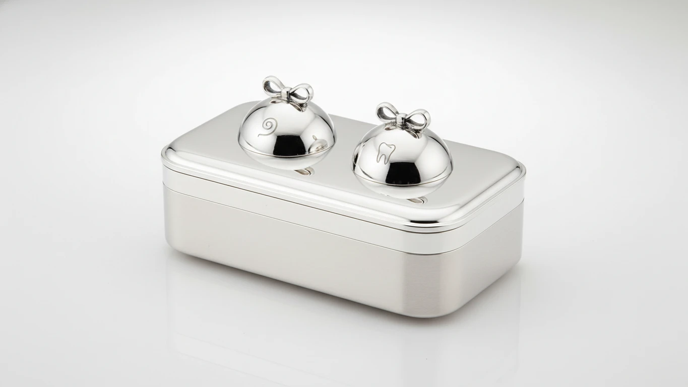 Estojo Porta-Cacho e Porta-Dentinho de Prata