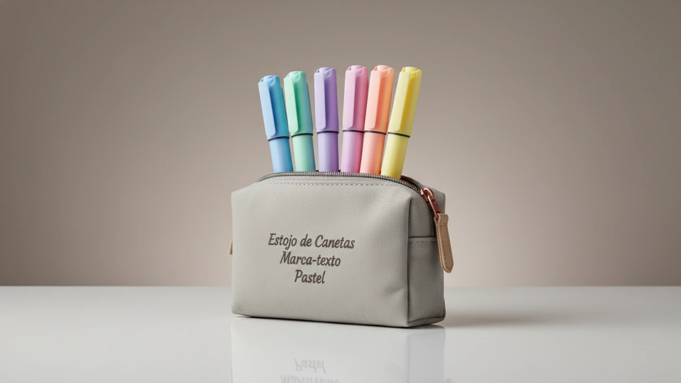 Estojo de Canetas Marca-texto Pastel