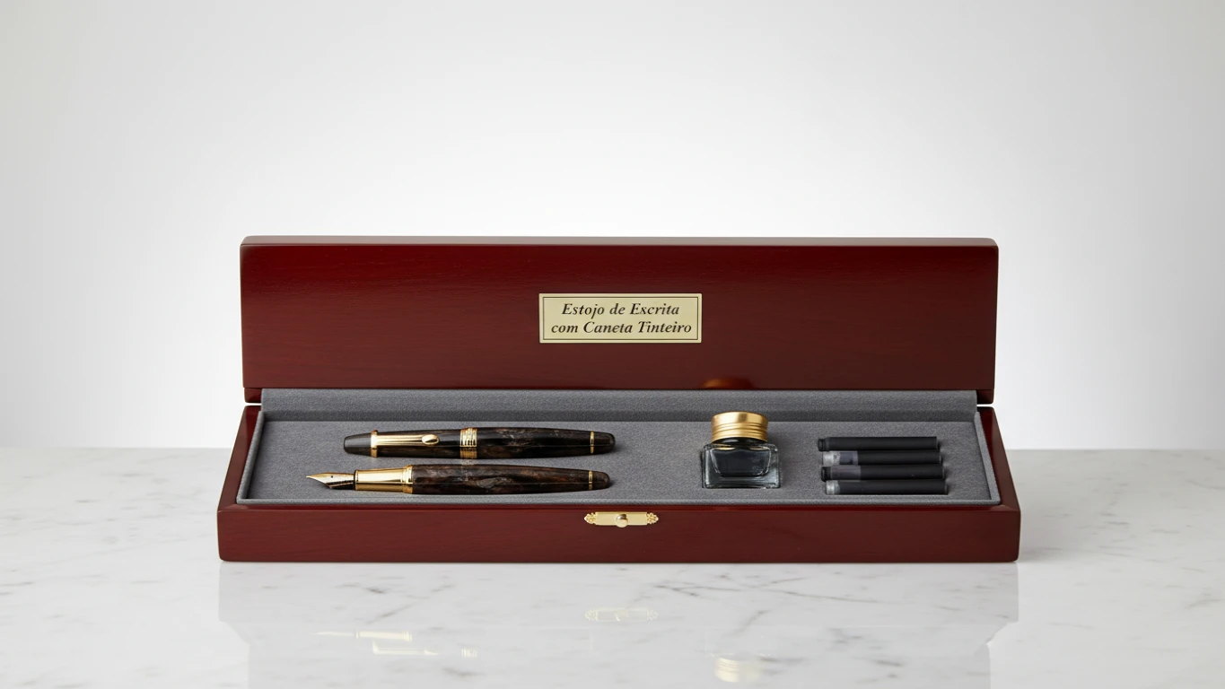Estojo de Escrita com Caneta Tinteiro