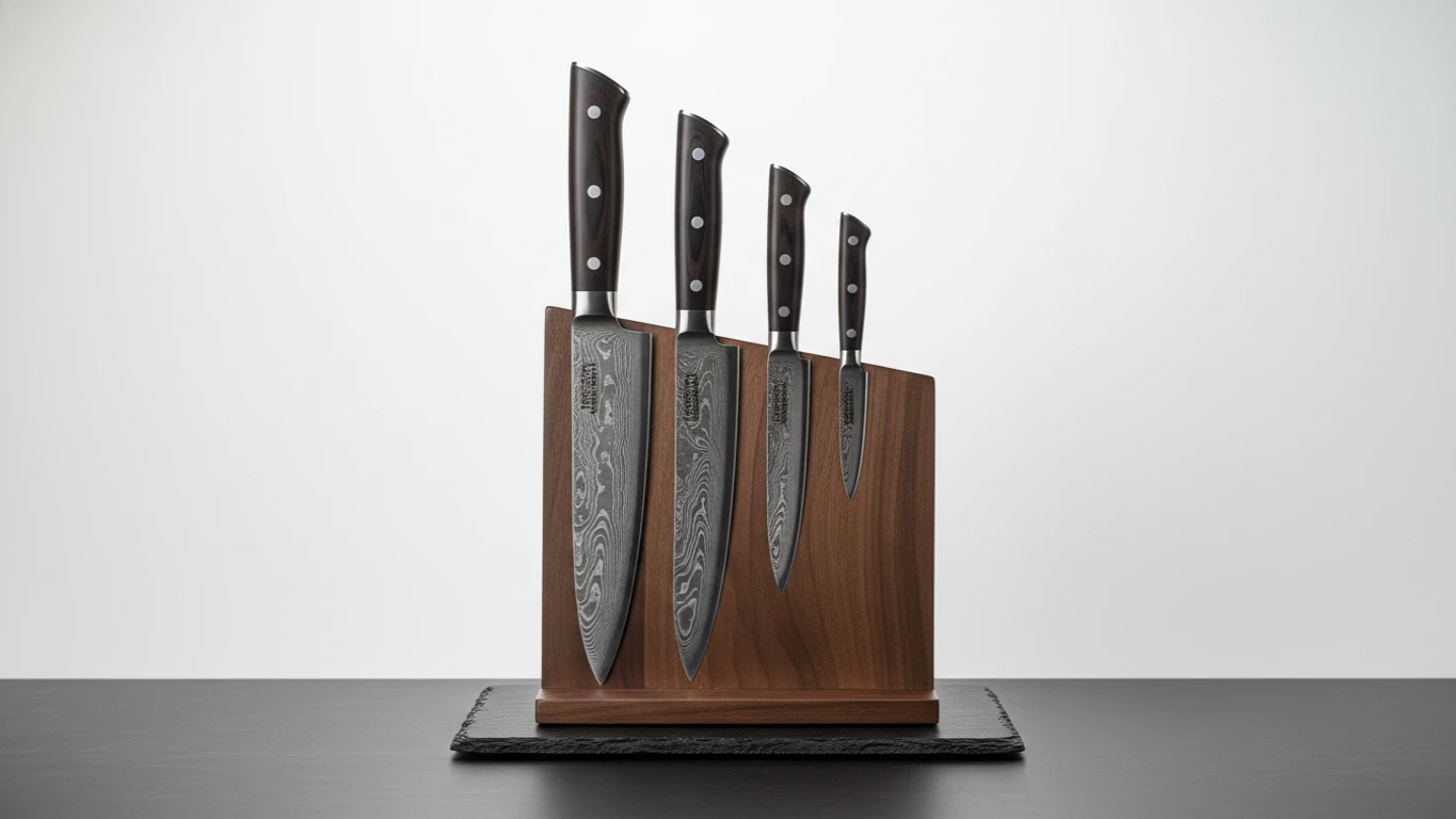 Jogo de Facas Profissionais em Aço Damasco