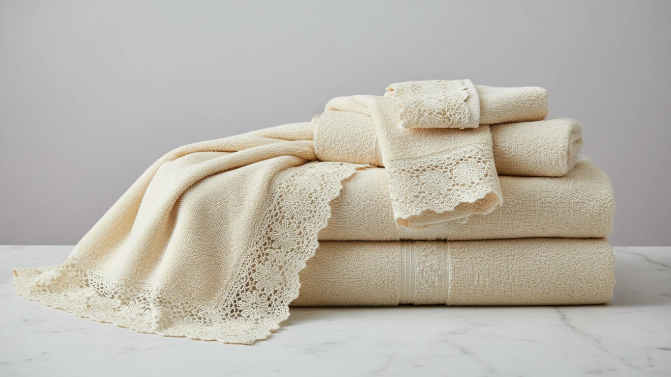 Jogo de Toalhas de Banho com Barrado de Renda