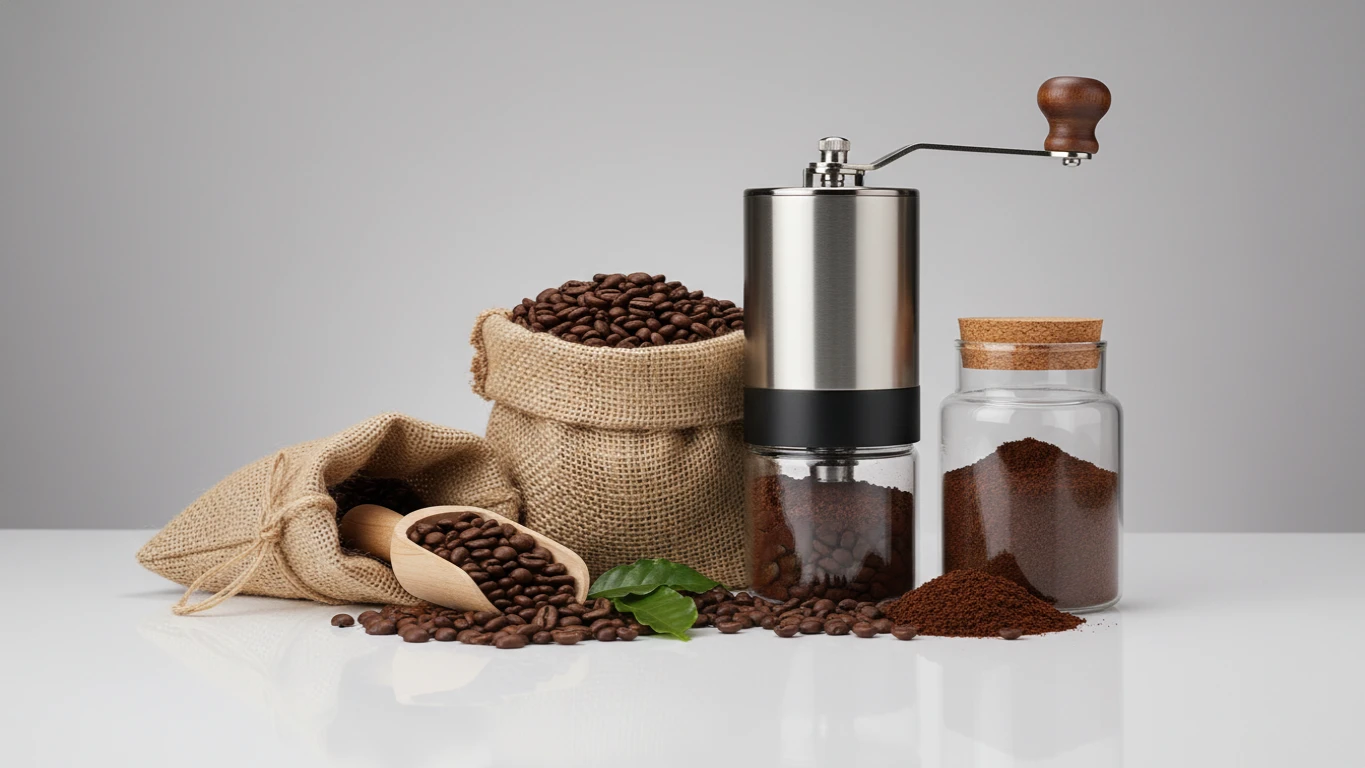 Kit de Café Gourmet em Grãos e Moedor
