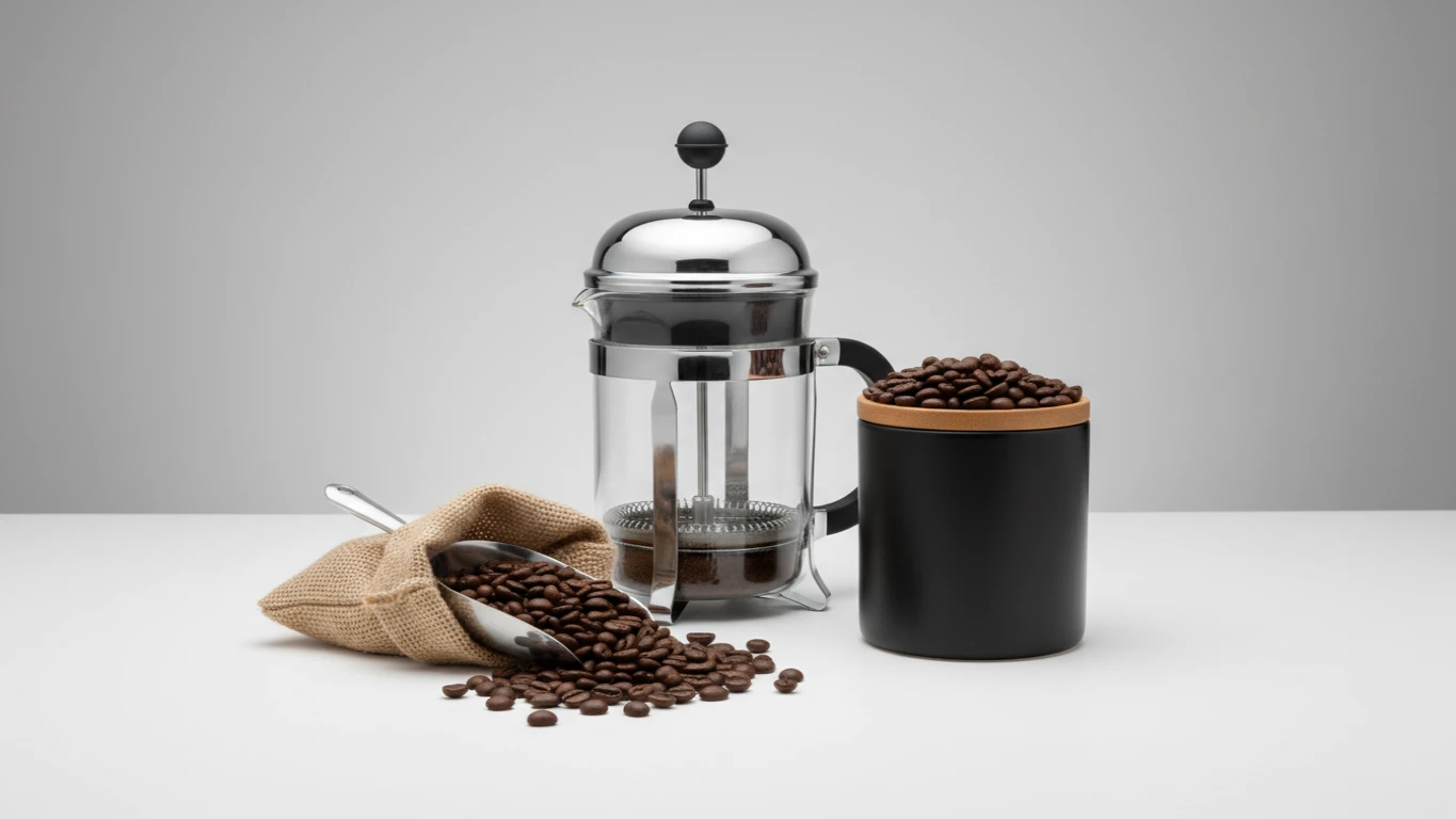 Kit de Cafeteira Prensa Francesa e Café Gourmet