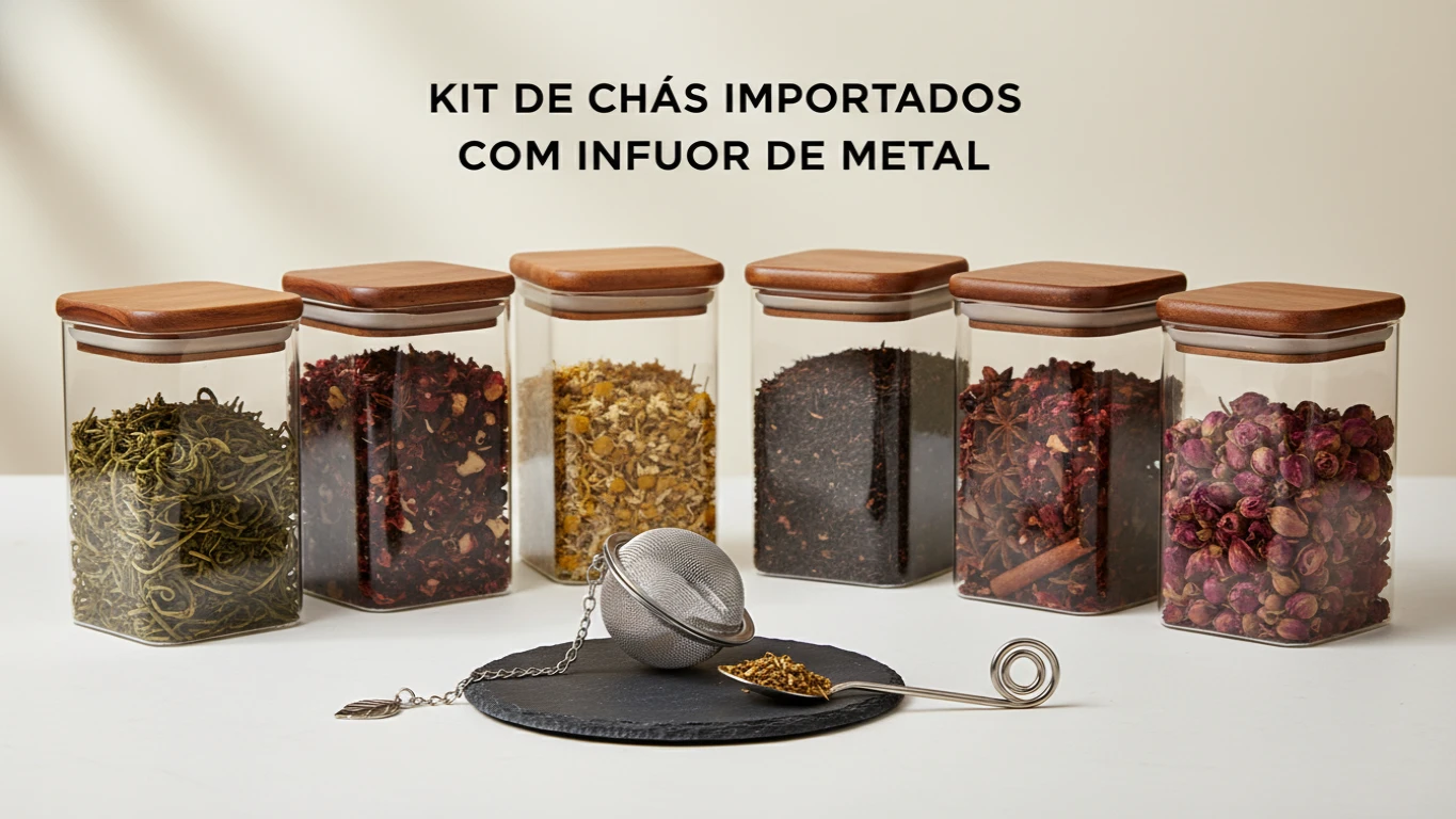 Kit de Chás Importados com Infusor de Metal