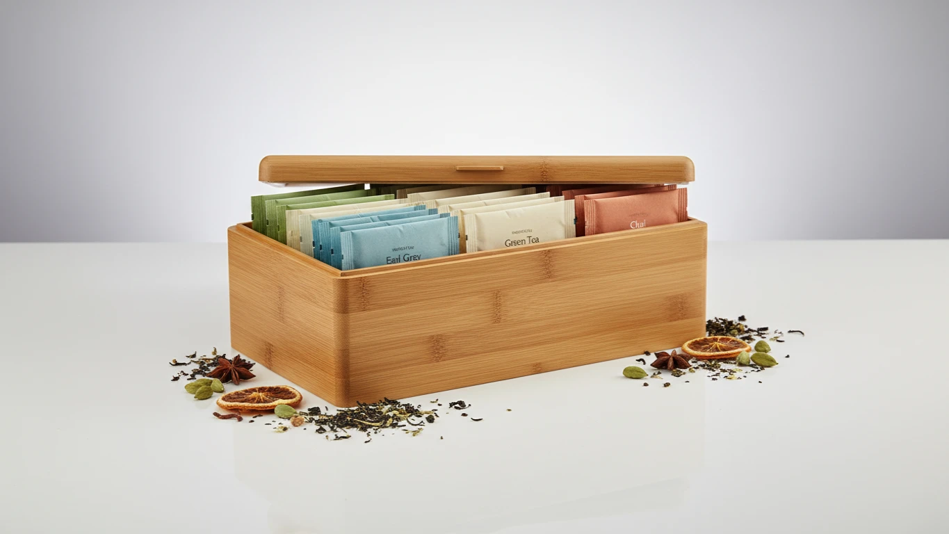 Kit de Chás Importados em Caixa de Bambu