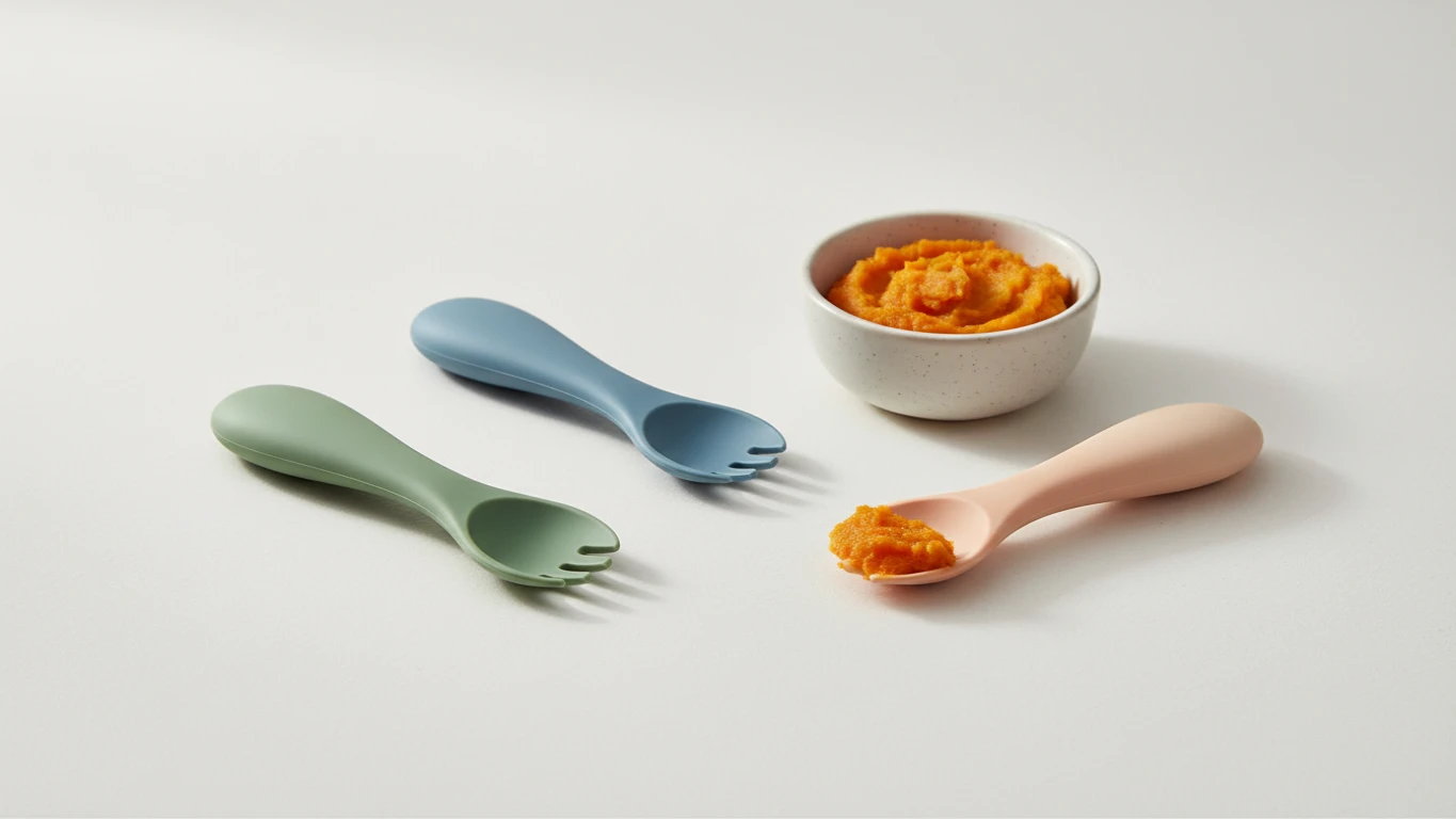 Kit de Colheres e Garfos de Silicone para Introdução Alimentar