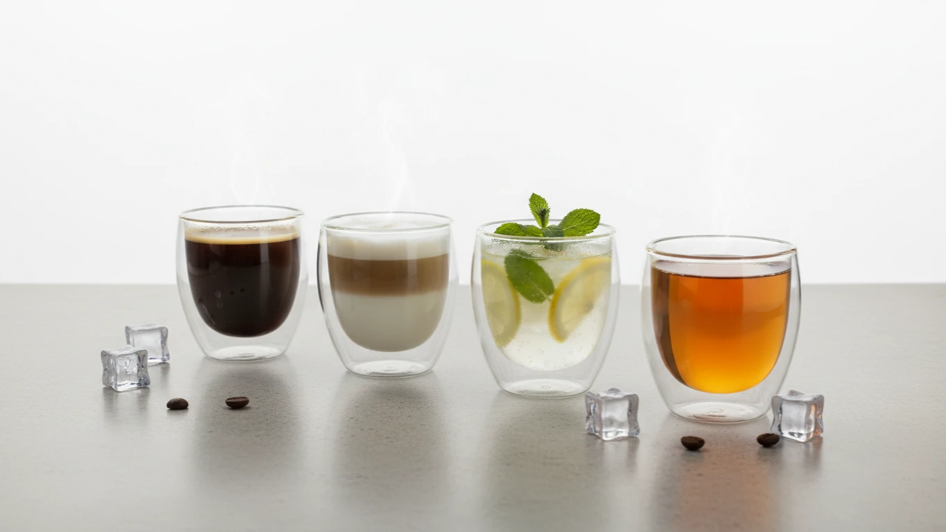 Kit de Copos de Vidro Duplo Térmicos