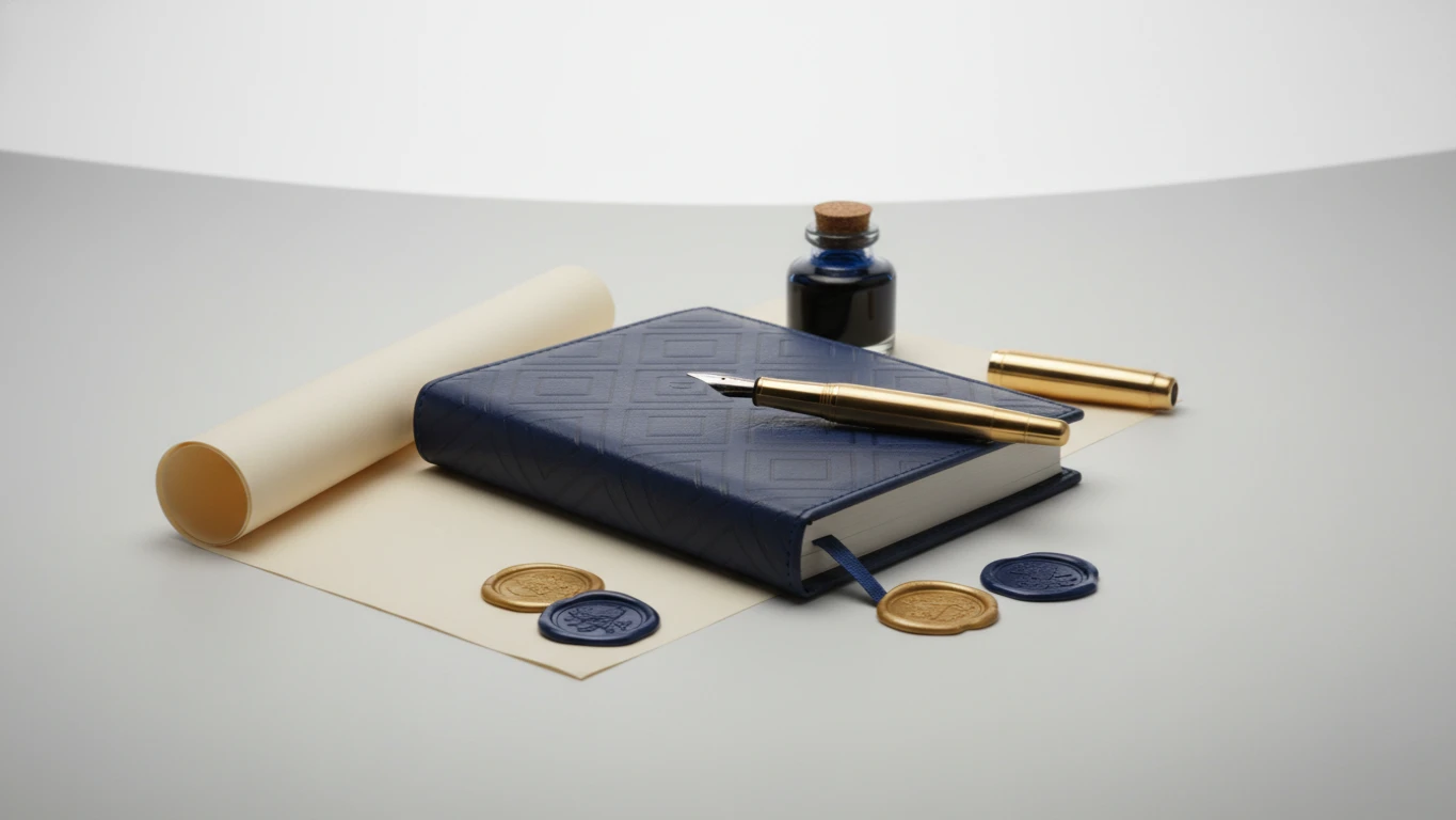 Kit de Escrita Criativa com Diário e Caneta Tinteiro