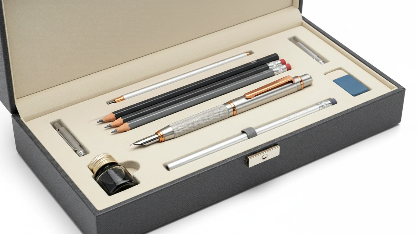 Kit de Escrita com Caneta de Metal Técnica