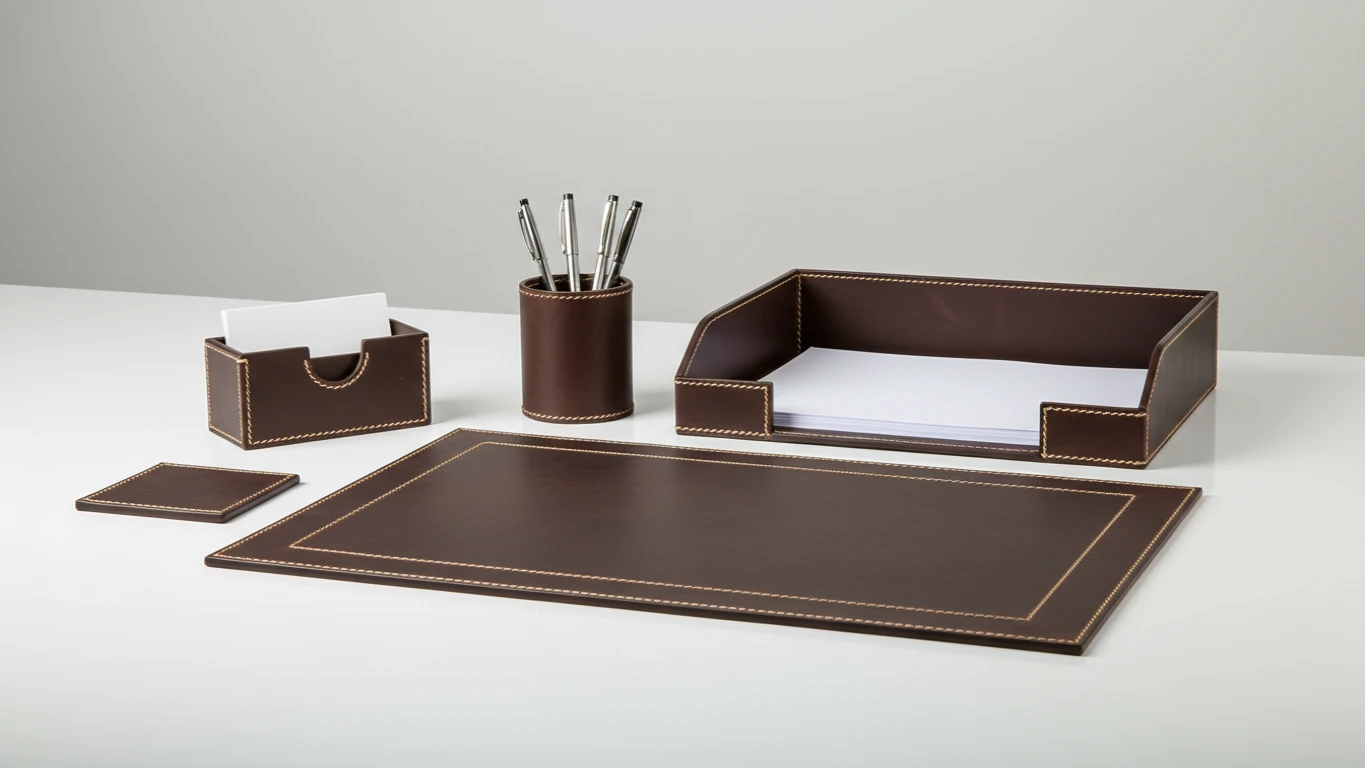 Kit de Escritório em Couro Legítimo