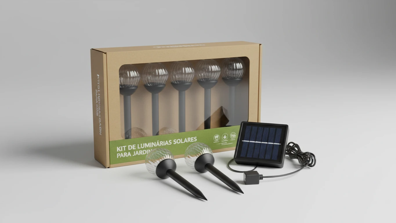 Kit de Luminárias Solares para Jardim